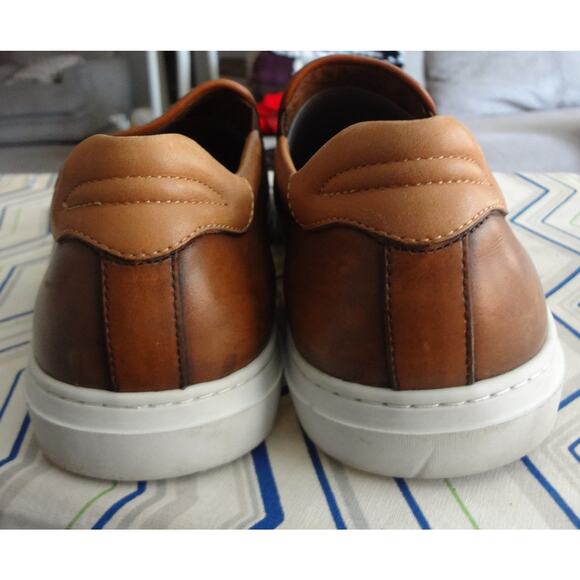 Johnston Murphy Mcguffey Tan Brown Woven Leather Slip on Loafer Sneaker Mens 12